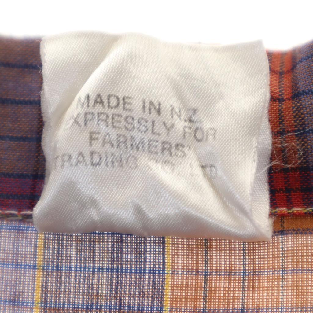 WYNDHAM 80s Vintage New Zealand Check Pattern Short Sleeve Open Collar Shirt Men's Used