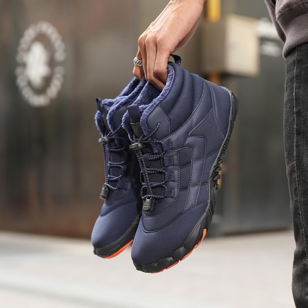 New Five-finger Cotton Shoes Men's Velvet Thickened Warm Hiking Shoes Waterproof, Non-slip and Wear-resistant Sports Snow Boots Women