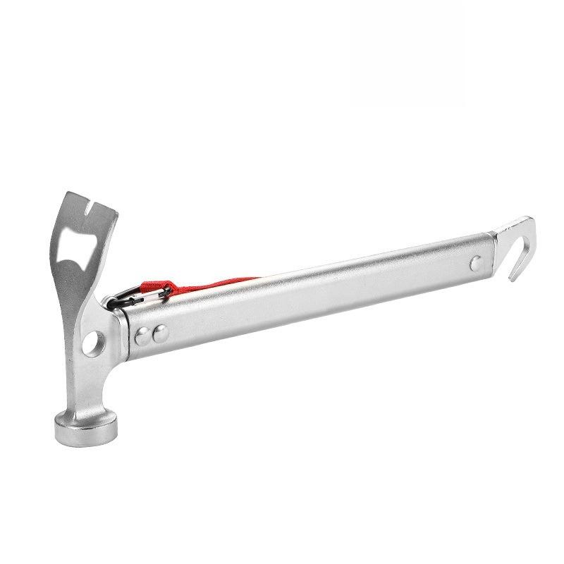 1Pc Outdoor Hammer with Aluminum Alloy Handle, Canopy Peg Puller, Camping Tent Peg Hammer, Multi-functional Mountaineering Camping Hammer