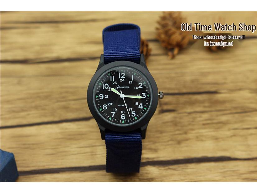 Корейские детские водонепроницаемые нейлоновые военные часы - Светящиеся кварцевые наручные часы для детей