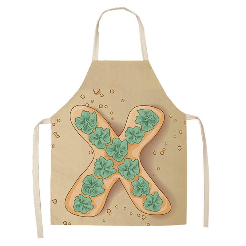 Avental de cozinha com estampa de alfabeto, avental sem mangas de linho para crianças, para cozinhar, churrasco, ferramentas de limpeza doméstica, 47x38cm, 68x55cm
