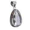 White Topaz Hydro Gemstone Antique Silver Plated Pendant 2" J 2068