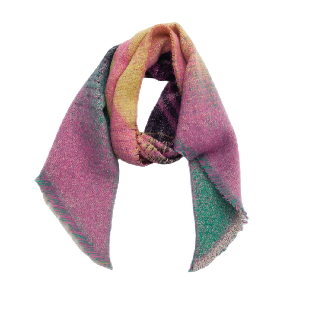Women's Autumn Winter Thick Striped Star Print Scarf Warm Shawl