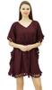 Bimba Women's V Neck Tassel Kaftan Short Rayon Caftan Designer Beachwear Coverup