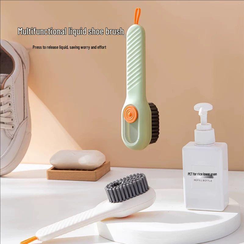 Press-Type Multi-Function Shoe Cleaning Brush - Soft-Bristled, Liquid-Added for Gentle Laundry Cleaning