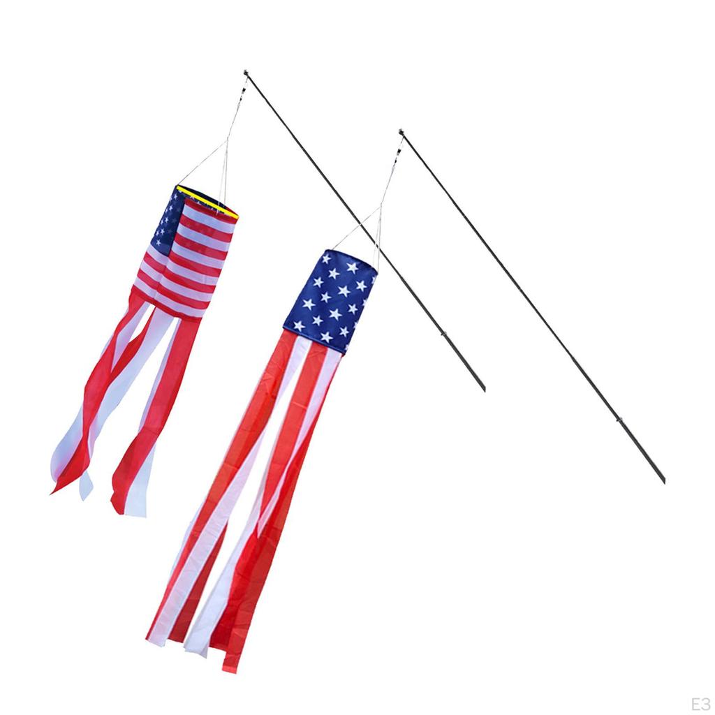 Flag Windsock USA Patriotic Wind Socks Decorations Outdoor Hanging Memorial Decor School Educational