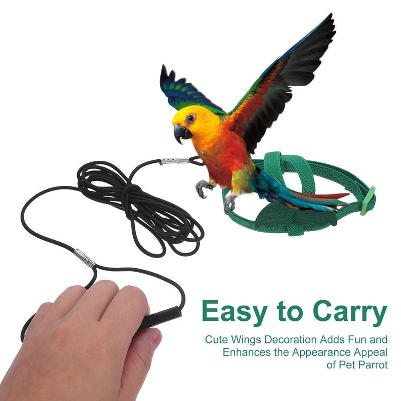 Parrot Flight Rope Harness Adjustable Cute Wing Style Outdoor Training Safety Escape Prevention Bird Harness for Keck Mini Macaw