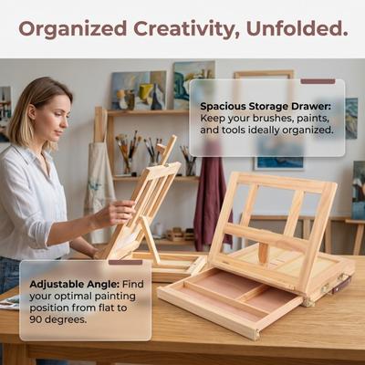 Adjustable Art Support Rack with Drawer Painting Stand Artist Easel  Desktop Oil Painting