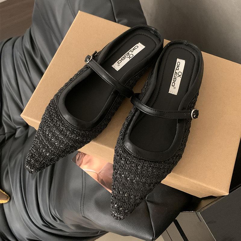 Fashion Fashion Weave Women Flats With Shoes Female Designer Buckle Shallow Footwear Slip On Ladies Flats Mary Janes Shoes Mules