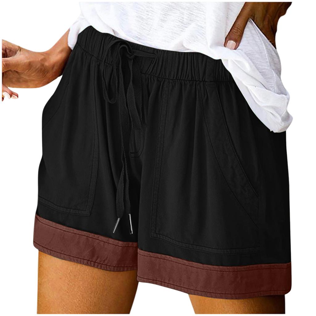 Women's Fashion Casual Elastic Waistband Pocket Drawstring Shorts