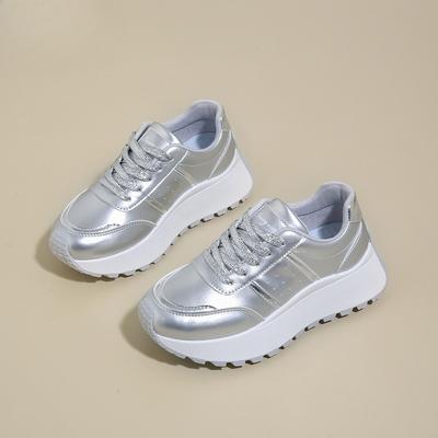 Silberne Damen-Vulkanisierte Schuhe Frühling Herbst Luxusmarke Damen Freizeitschuhe Sneakers Walking Schuhe Tennis Zapatos De Mujer