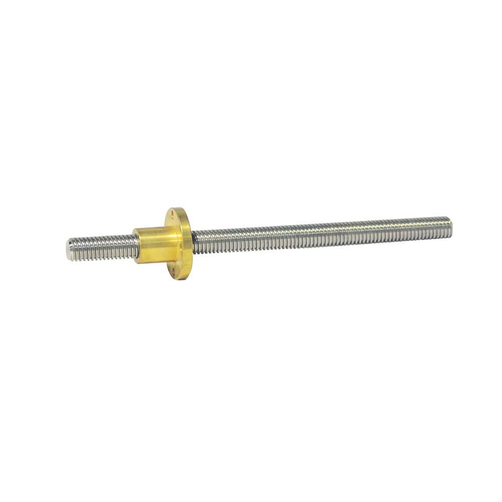 Link CNC T12 Lead Screw, 304 Stainless Steel Trapezoidal, 2mm Pitch, 4mm Lead, Includes Nut
