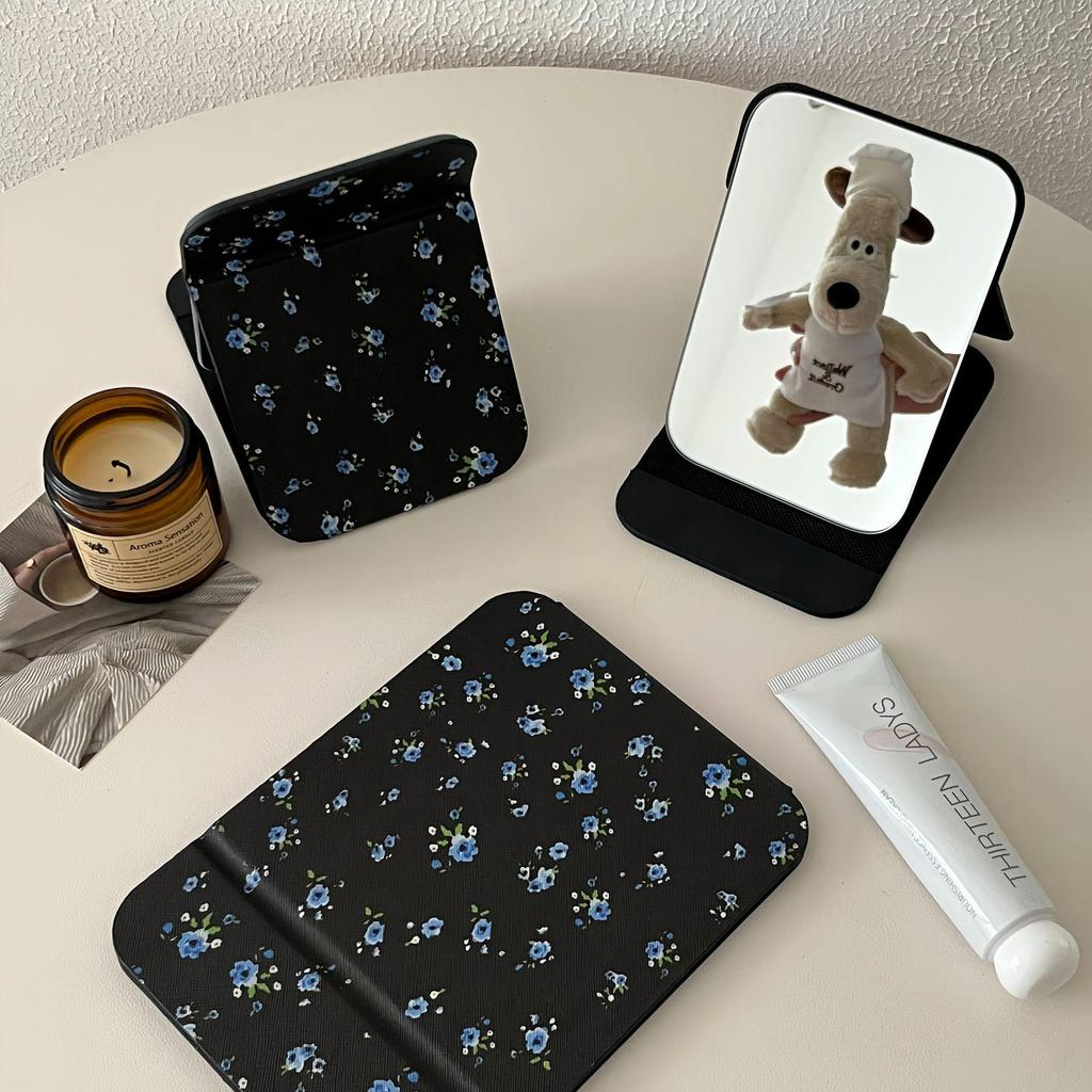Portable Girly Floral Folding Makeup Mirror for Travel & Dormitory