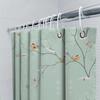 Christmas-Themed Shower Curtain With Birdsholiday Decor For Bathroom, Waterproof Fabric, Washable Design Light Blue Color (#01)