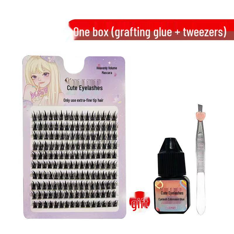 Exclusive Transparent Stem Fishtail Natural Single-Cluster False Eyelashes for Beginners