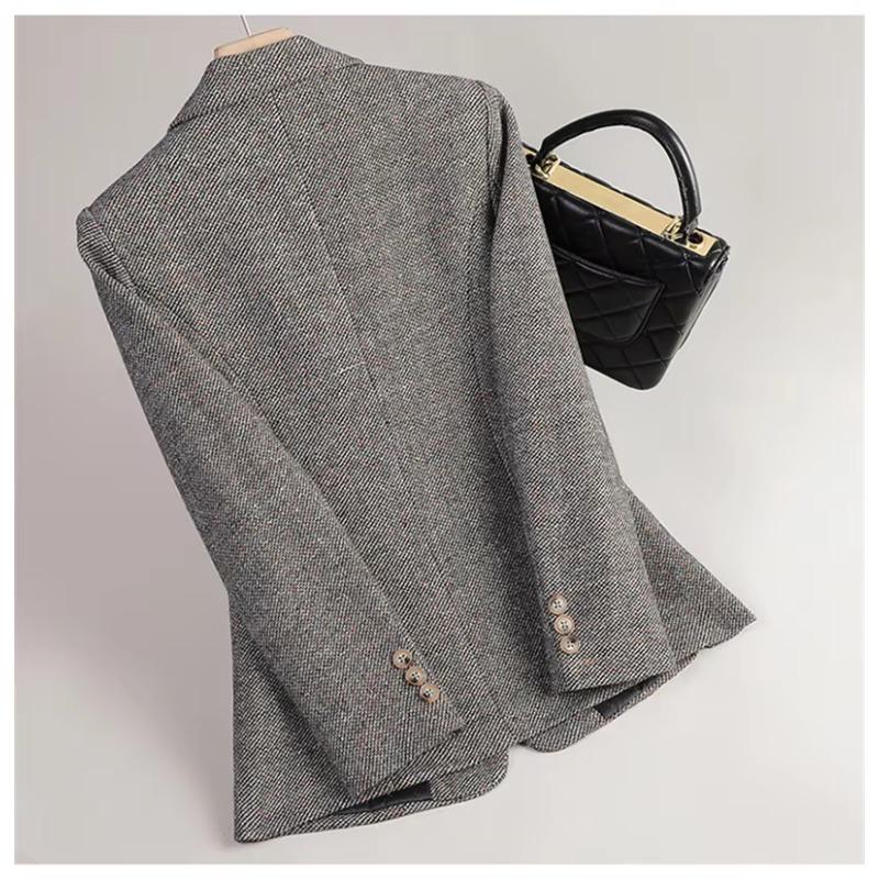 Jachetă Costum Lână cu Mânecă Lungă Femei Palton Toamnă Iarnă Blazer Lână Birou Femei Blazer Formal Îmbrăcăminte Exterioară Groasă