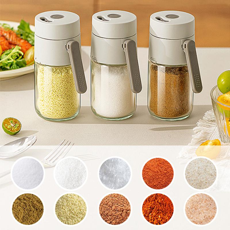 0.5 Grams Push-Type Glass Salt Dispenser Sugar Bottle Spice Pepper Shaker Can Jar Pushtype Seasoning Container Kitchen Gadgets