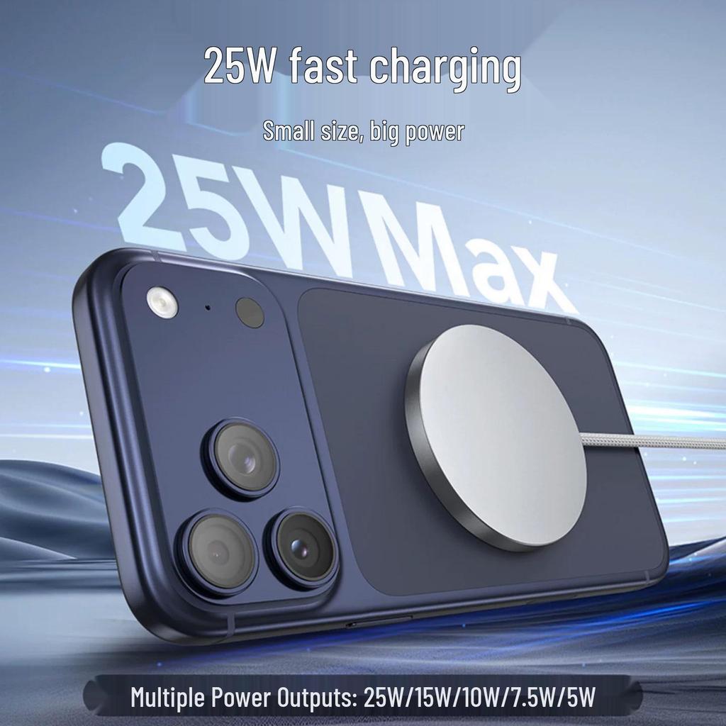 25W Magnetic Fast Charging Qi2.2 Wireless Charger, Slim & Cool, Compatible with Apple Phones 12-17.