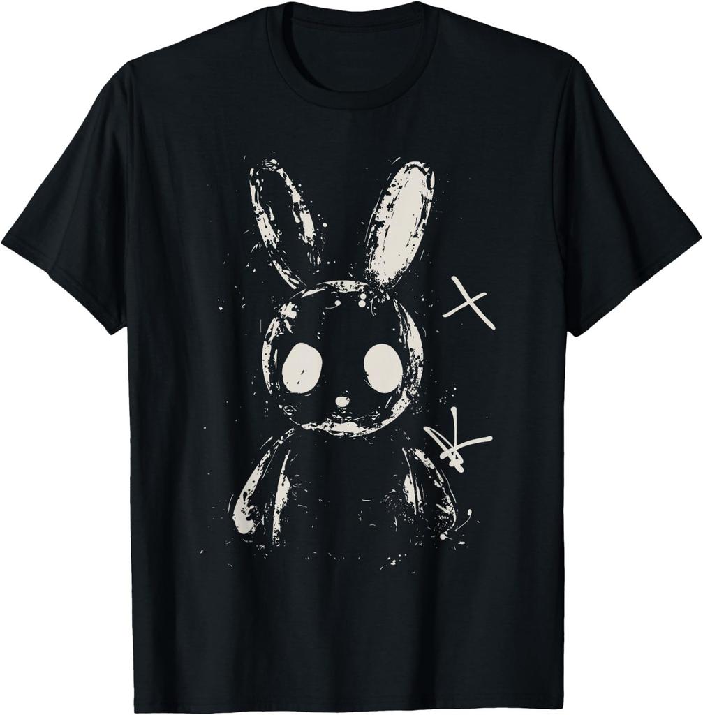 Creepy Cute Bunny Rabbit Alt Goth Grunge Horror Aesthetic T-Shirt, Small