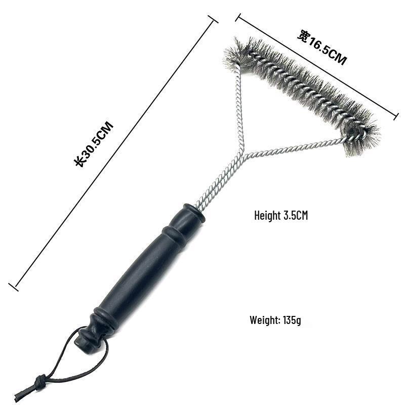 Three-Headed Stainless Steel BBQ Cleaning Brush Tool