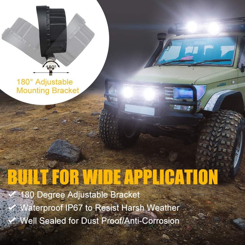 LED Work Light, 42 W, Small, LED Work Light, White, Wide Angle Type, Fog