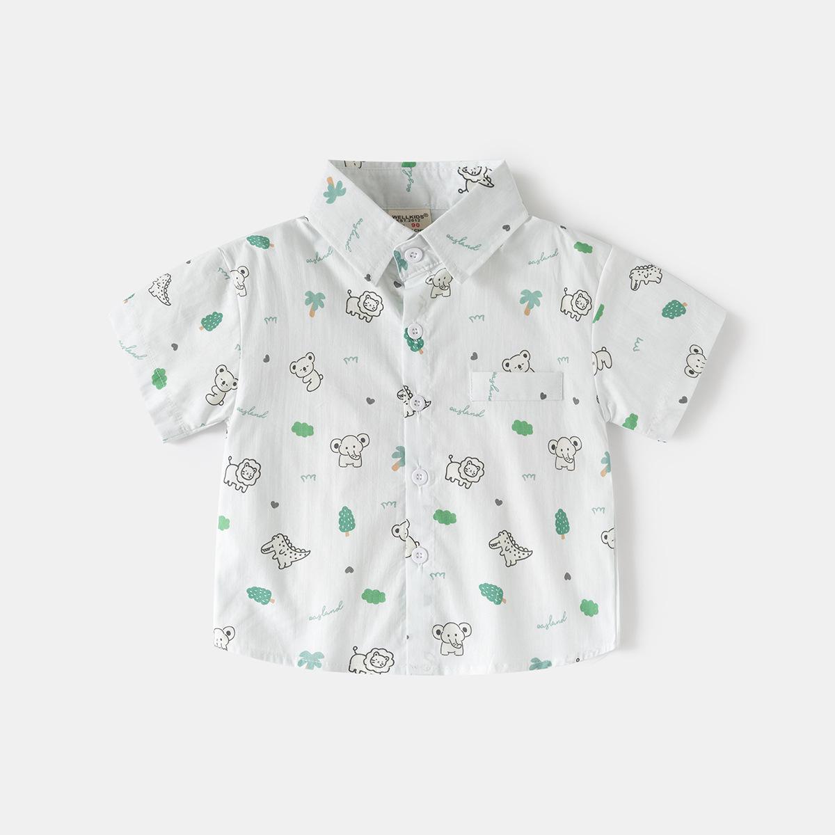 

Літня сорочка з коротким рукавом для хлопчиків 2026 року з принтом по всій поверхні - Стильний одяг для немовлят та дітей 90cm