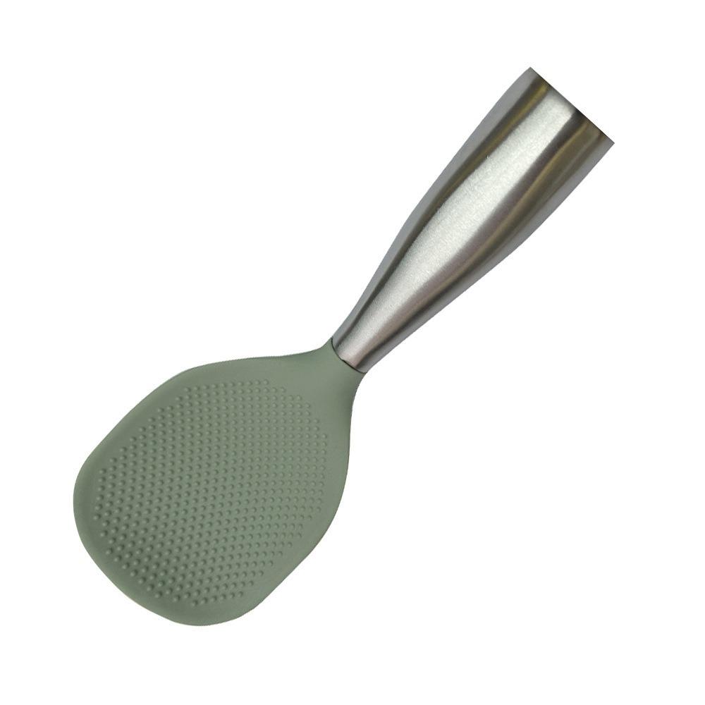 Stainless Steel Handle Silicone Rice Spoon Non-stick Rice Paddle Kitchen Tableware Rice Scoop  Home