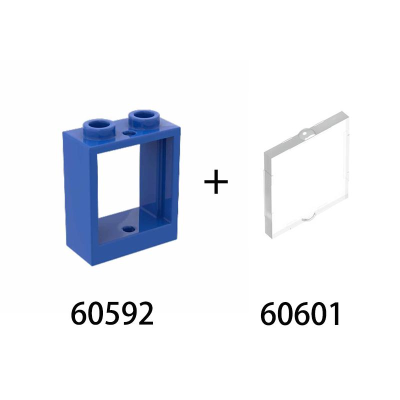20pcs MOC Parts 60592 60601 Window Transparent Glass 1 X 2 X 2 Flat Front Compatible Brick DIY Building Block Children's Toy