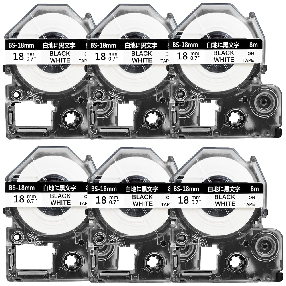 Compatible with King Jim Tepra PRO 18mm White Label Tape Cartridges (SS18K).