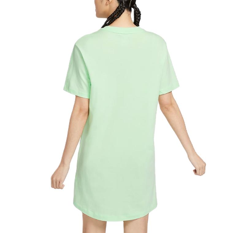 Nike Sportswear Essentials Loose Fit Solid Color Crew Neck Pullover Brand Logo Printed Short Sleeve Dress Women dresses Steam-Green DV7883-376