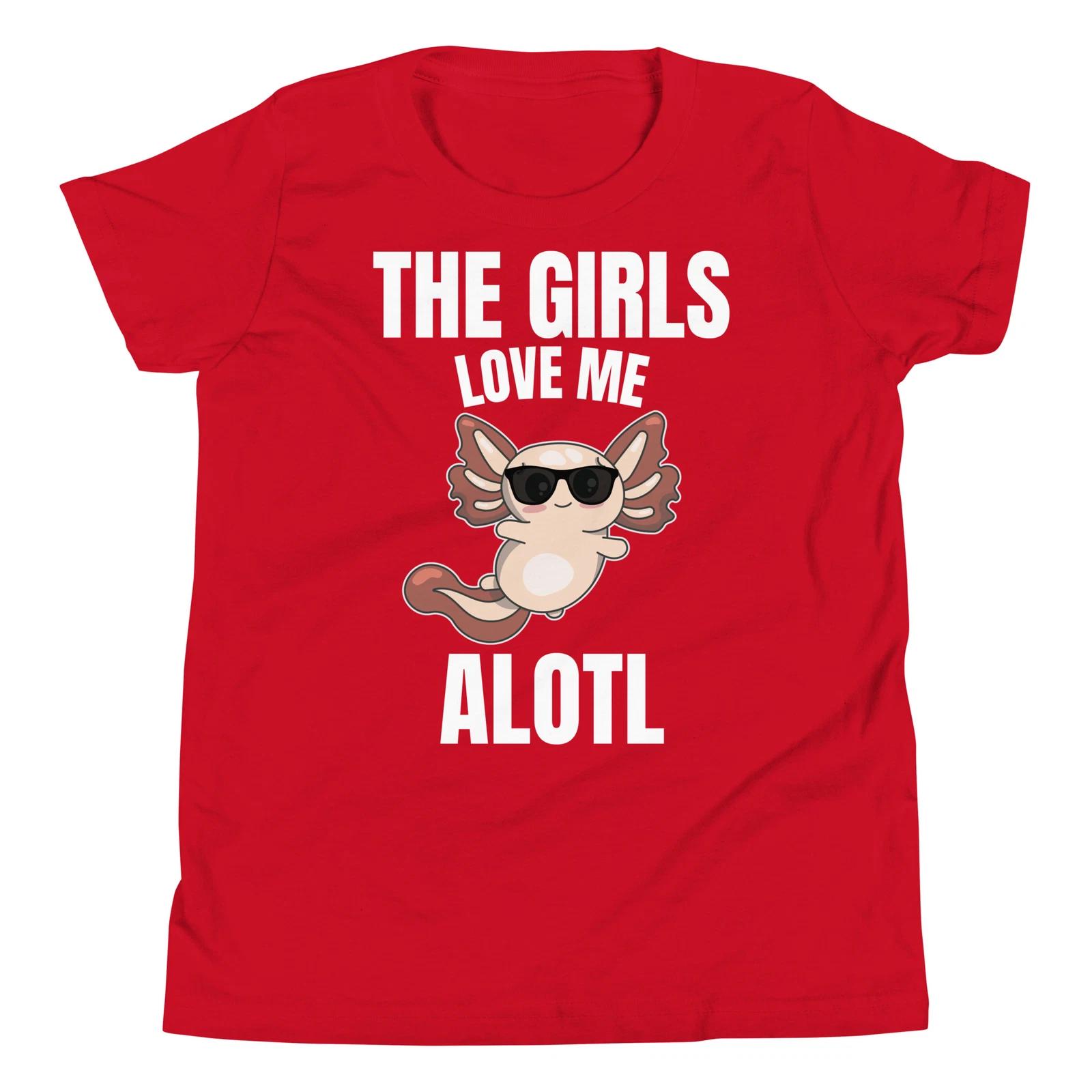 The Girls Love Me Alotl Funny Valentine s Day Axolotl Youth Boys T-Shirt 140