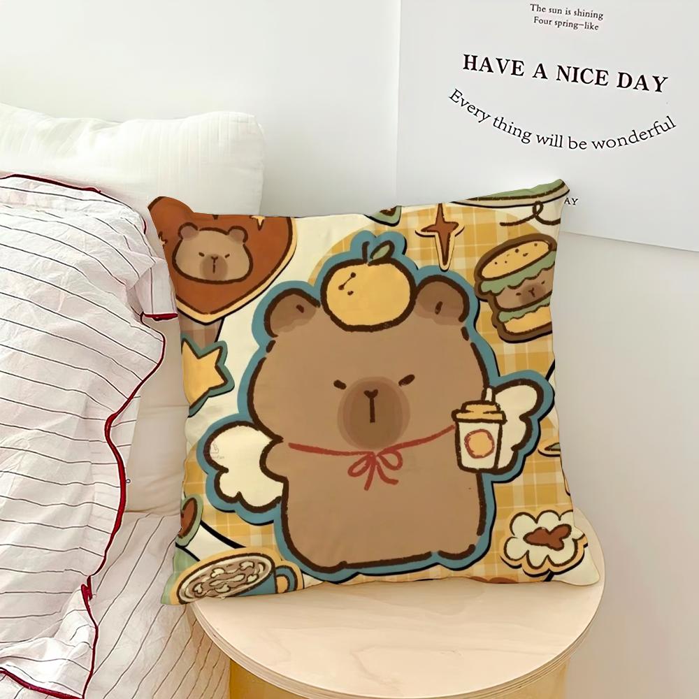 

Капибара мультфильм милый наволочка диван гостиная спальня изголовье спинка подушка квадратная подушка время сна 40x40CM(16x16in)