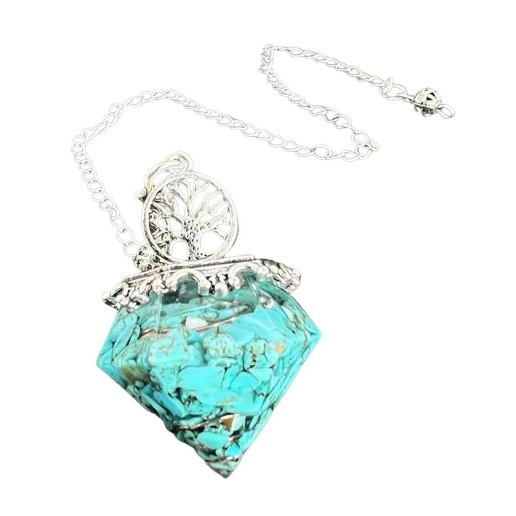 Of Orgonite Pendulum with World Tree and Power Stone [Magic Sedona] Diamond-Shaped (Turquoise)
