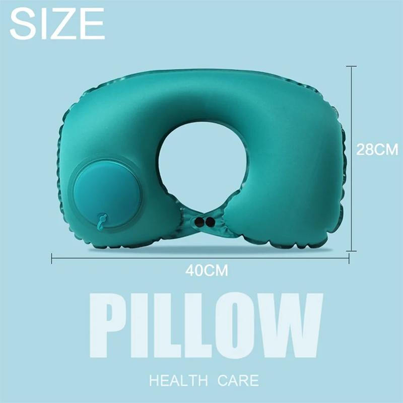 Portable Press Inflatable U-Shaped Travel Pillow Neck Support Pillow Compact Storage Outdoor Travel Accessory