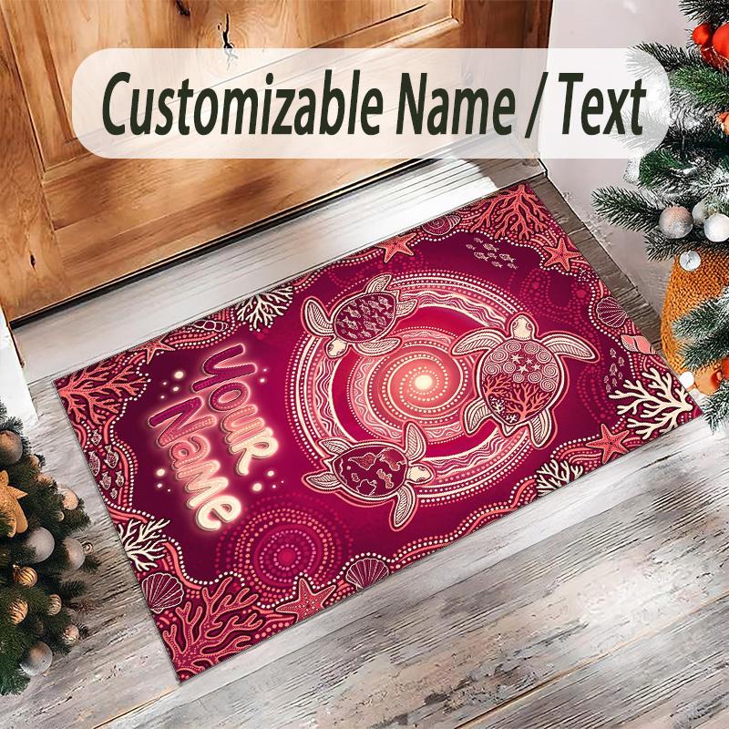 Mermaid Underwater Theme Crystal Velvet Rug Personalized Custom Name Text Soft Floor Mat Home Decor
