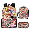 New Super Mario Trend Backpack Retro Mario Schoolbag 3-Piece Set with Pencil Case