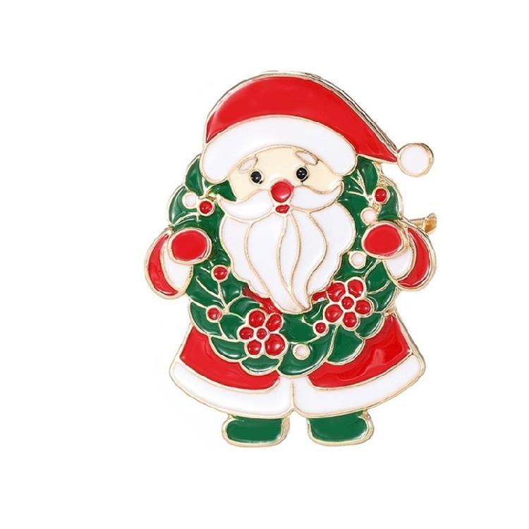 Cheerful Santa Face Brooch Alloy Christmas Pin For Clothing Decoration Secured Backing Design Sturdy Holiday Themed Accessory