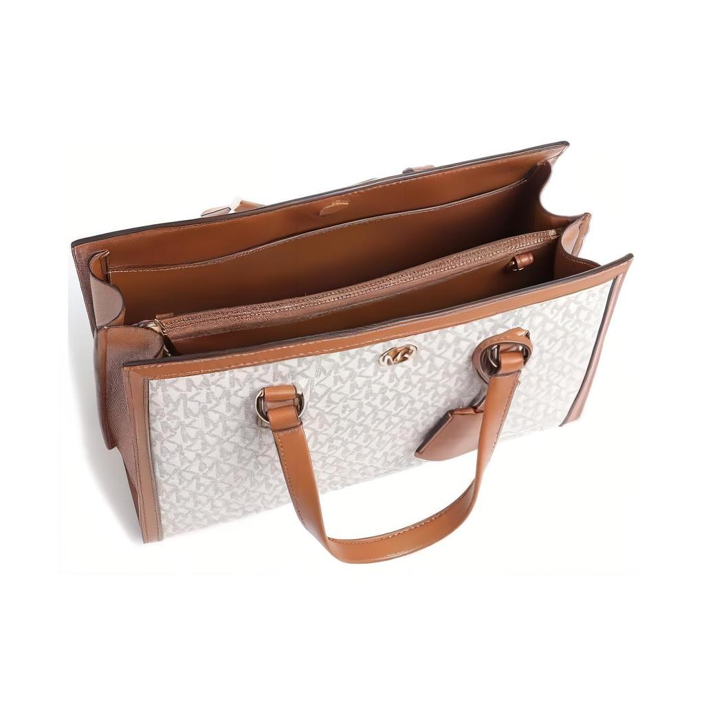 New MICHAEL KORS Cow Leather One Shoulder Handbag Medium Size Women's Vanilla White/Acorn Brown 30F2G7CS2B-149