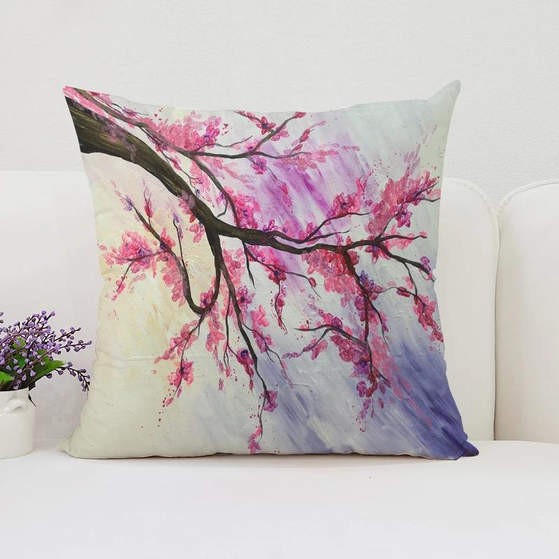 Japanese Cherry Blossom Pillowcases for Pillows 45x45 Cushions Cover for Living Room Cushions Luxury Cushion Cover Home Decor