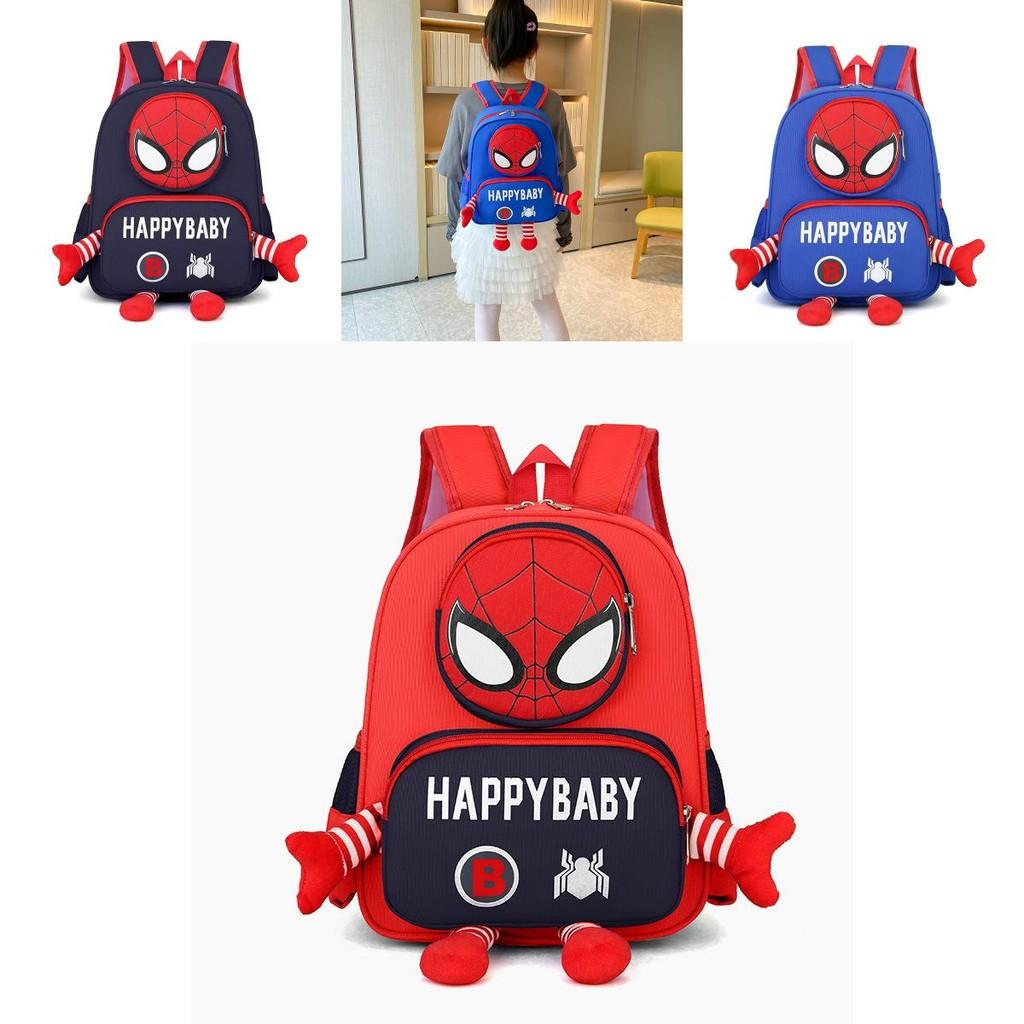 Spider Man 3d Pattern Kids Backpack With Breathable Nylon For Kindergarten And Elementary Use
