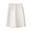 Women's Spring 2025 Slimming High-Waist White Suit Shorts - Loose, Straight, Wide Leg, Five-Point Style Hot Pants