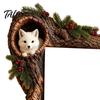 Nature Inspired Home Decor Chipmunk Tree Hollow Door Topper, Woodland Animal Frame Decor, Rustic Wood Bedroom Wall Decoration Corner Ornament