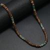 Coconut Shell Wood Bead Necklace with Natural Stone Bohemian Ethnic Unisex