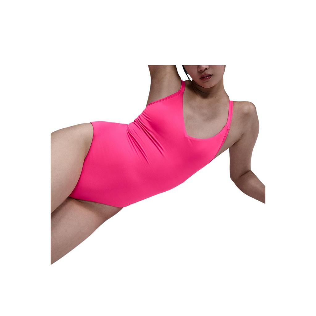 Nike Essentialist Swoosh V-Neck Solid Color Comfortable One-Piece Swimsuit Women swimsuit Bright-Pink NESSF232-678