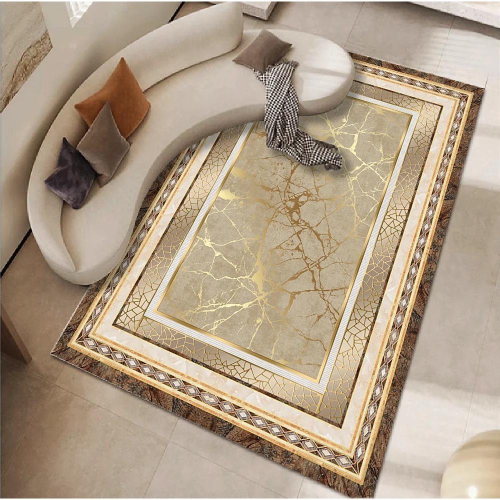 Luxus Stil Schwarz Gold Teppich Große Fläche Wohnzimmer Dekoration Schlafzimmer für Teppiche Rutschfest Anpassbar Ankleidezimmer Weiche Bodenmatte