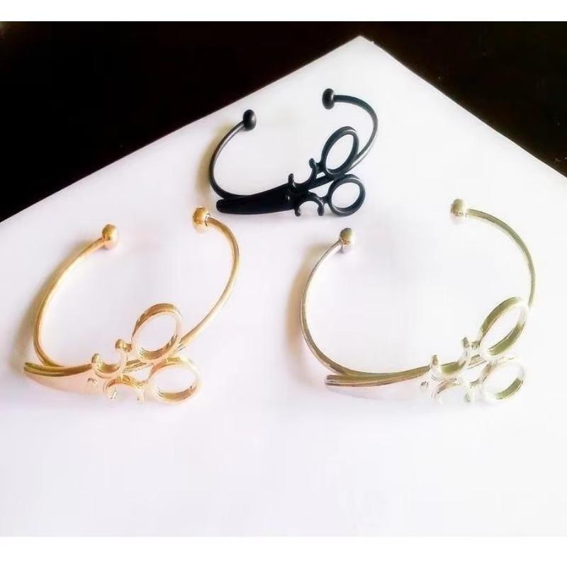 Women's Fashion  Silver Stainless Steel Scissors Bracelet Adjustable Bangle for Couple Jewelry