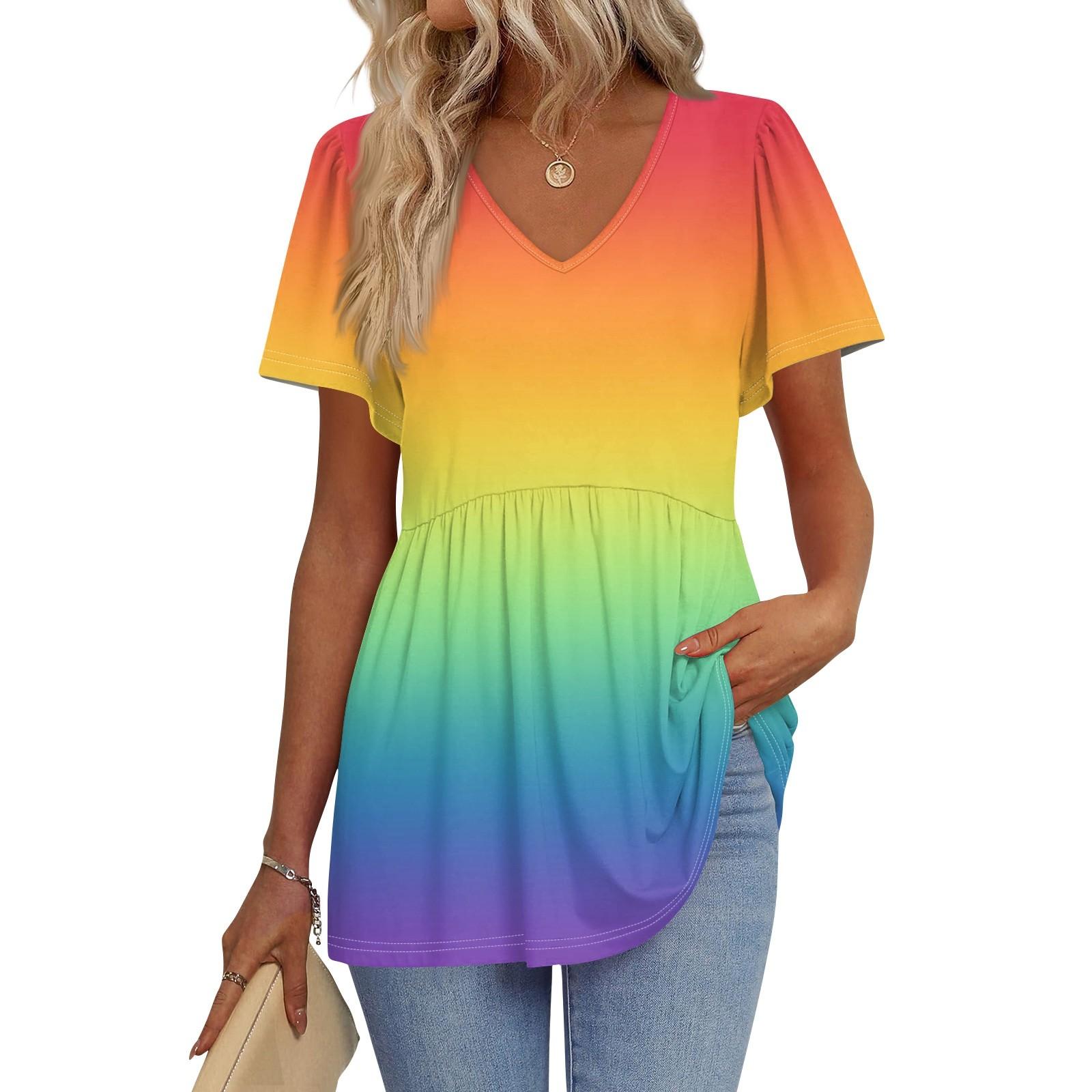 

Женские рубашки с коротким рукавом и оборками, повседневные наряды, модная футболка, топ L шафрановый