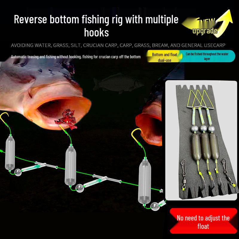 European Anti-Hang Ise-ama Rig: Bottom-Facing, Anti-Off-Bottom Leader, Three-Hook Fishing Tackle.