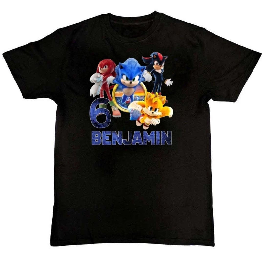 Custom Sonic the Hedgehog Graphic Print Mens T-Shirt M