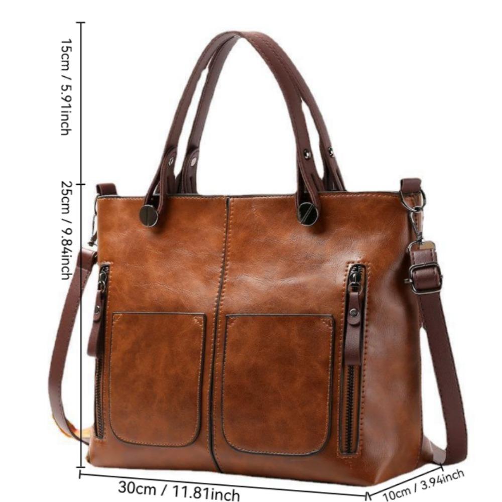 PU Large Capacity 2026 Popular New European and American Fashionable Shoulder Bag. Retro Women's Tote Bag with Double Pockets